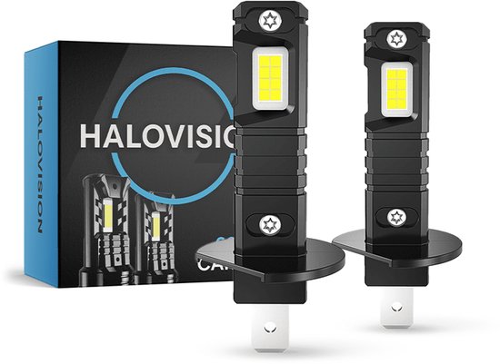 HaloVision Turbo LED Koplampen H1 – 25W 5000Lm 6000K Helder Wit – Canbus Plug en Play Dimlicht Grootlicht LED Set van 2 Autolampen
