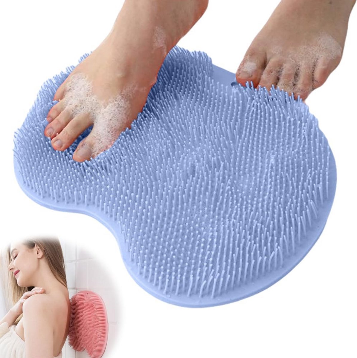 Antislip Voetscrubber en Rugwasser voor Douche en Bad met Zuignappen