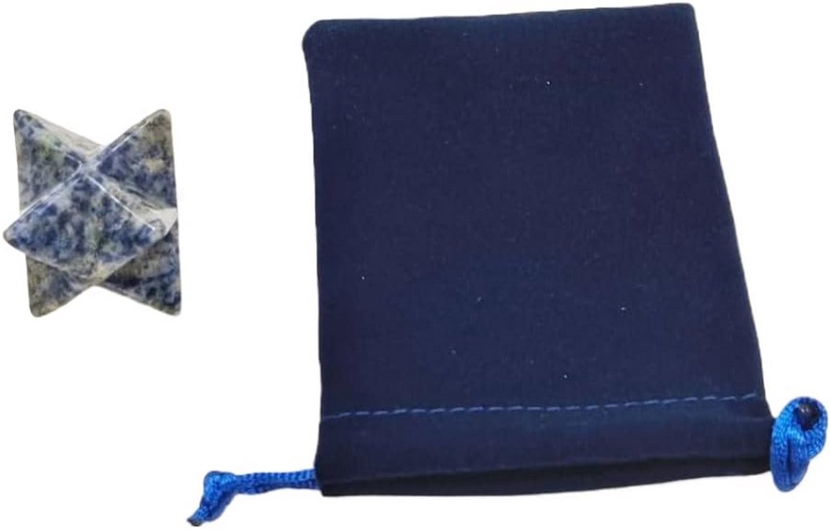 Energetische Stervormige Merkaba Hanger van Sodaliet voor Chakra & Meditatie (2,5 cm)