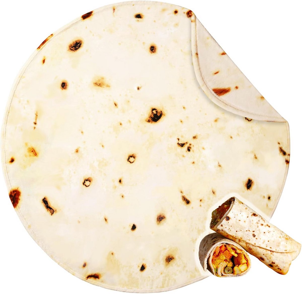 Reusachtige Tortilla Deken - Realistische Burrito Plaid voor Bed en Sofa - Cadeau met Opbergzak
