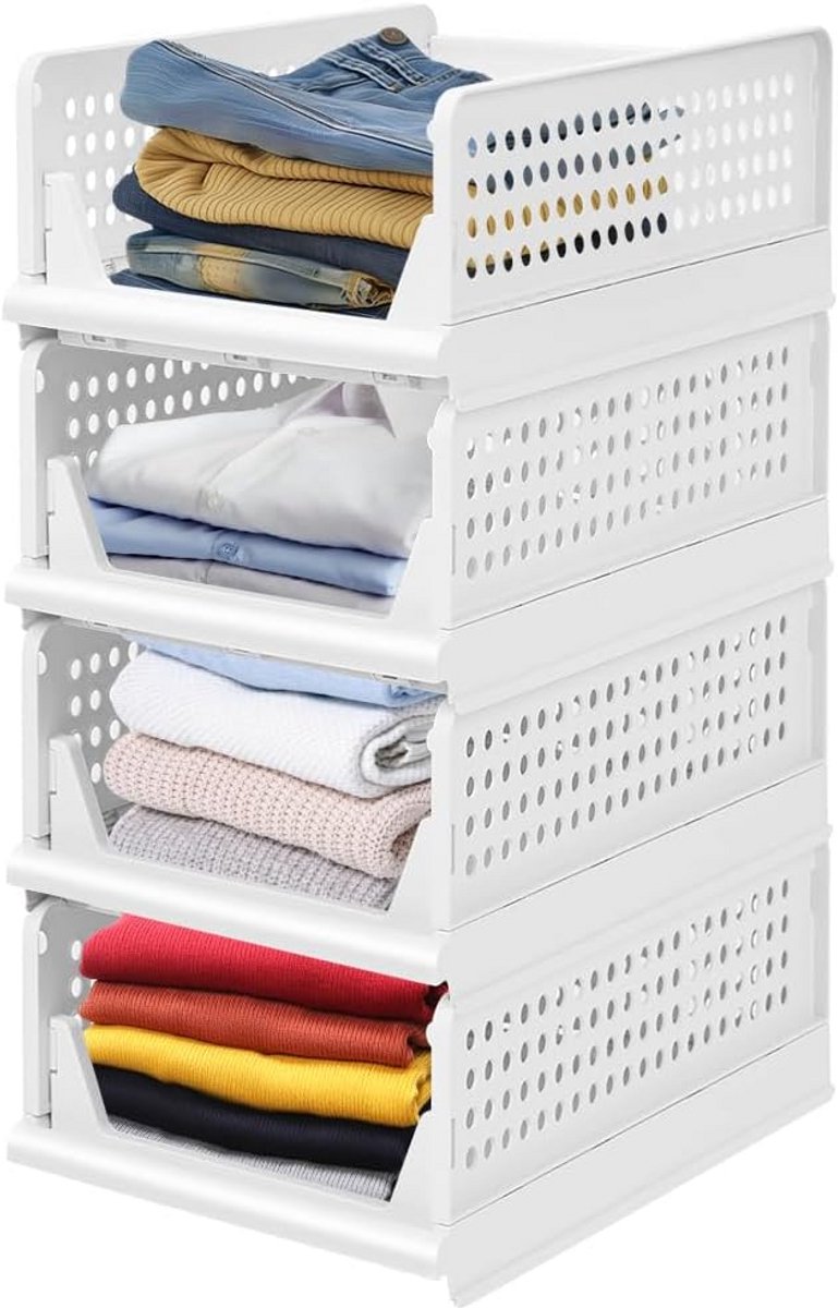 Stapelbare Lade-organizer Set voor Kledingkast - 4 Delige Kast-organizer van Kunststof