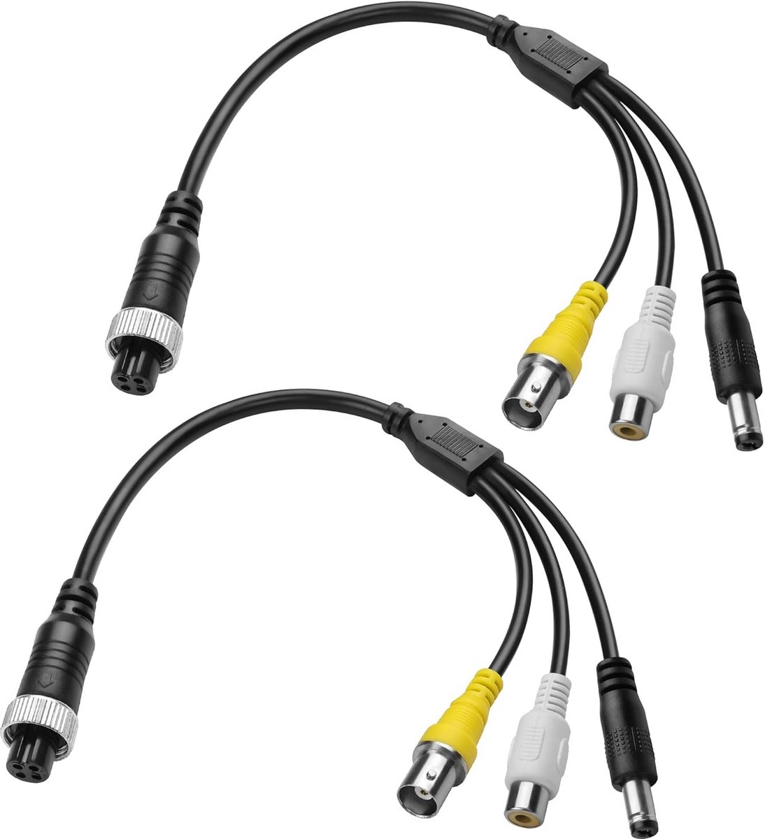 4-pins Luchtvaartkabel naar RCA & DC Verlengset voor Auto Camera (2 Stuks)