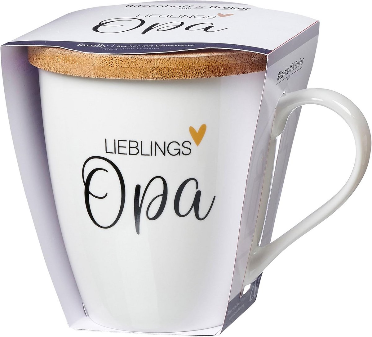 Grote Koffiemok 560 ml met Onderzetter Geschikt voor Opa