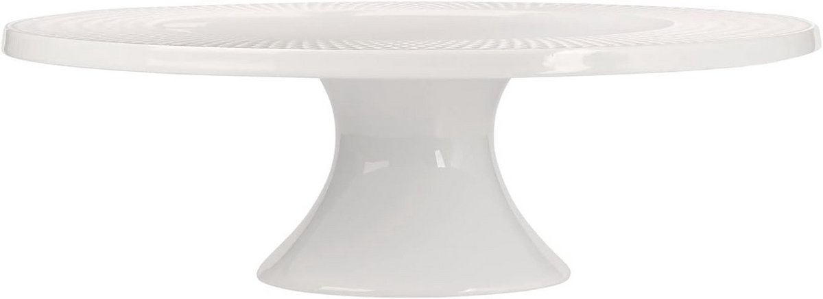 Elegante Taartplateau op Voet 30cm Wit Diamantpatroon Porselein