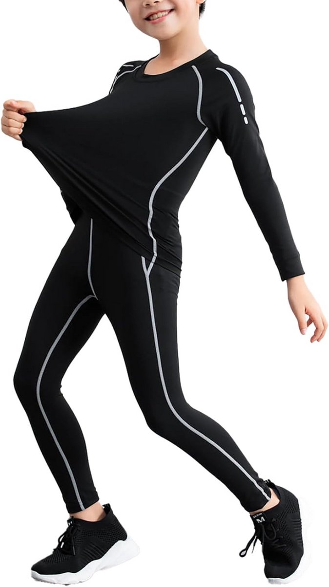 Kinder Trainingspak Lange Mouwen en Lange Broek Sneldrogend voor Sport en Fitness