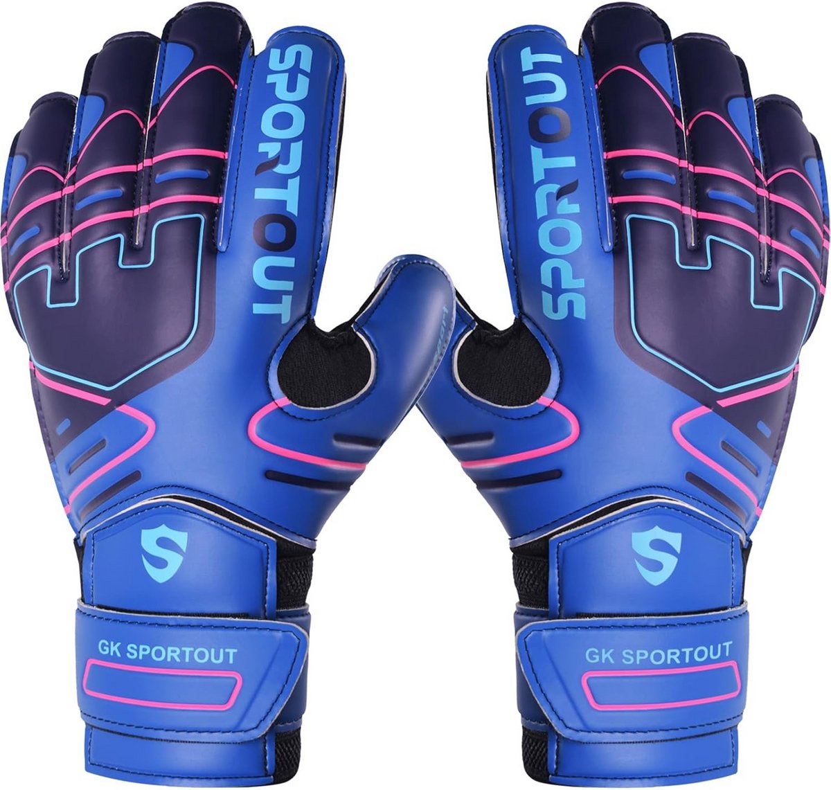 Keepershandschoenen met Fingersave voor Kinderen en Volwassenen, Antislip, Zwart (Donkerblauw)