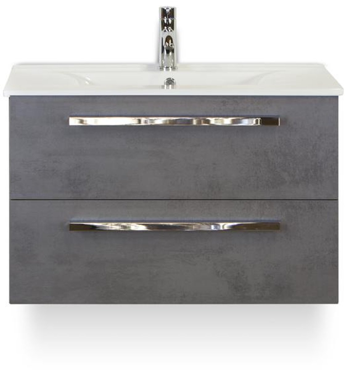 Seville Badmeubelset 80 cm - Beton Antraciet - Keramische Wastafel Wit Enjoy