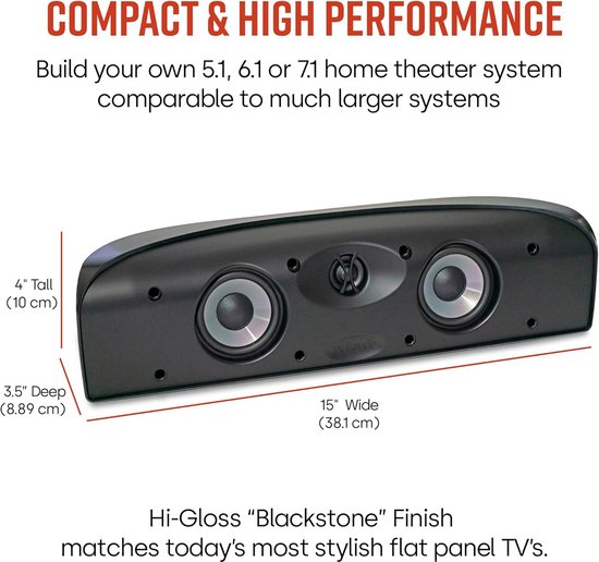 Center Speaker Zwart voor Home Cinema - Compacte Geluidskwaliteit — afbeelding 5