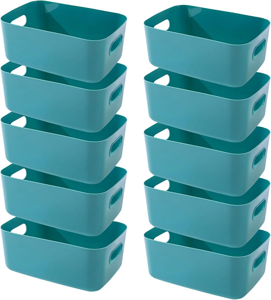 Set van 10 Kunststof Opbergdozen met Handgrepen voor Keuken, Badkamer en Kasten