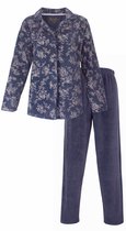 Medaillon Dames Pyjama - Velours - Doorknoop - Donker Blauw - Maat XXL