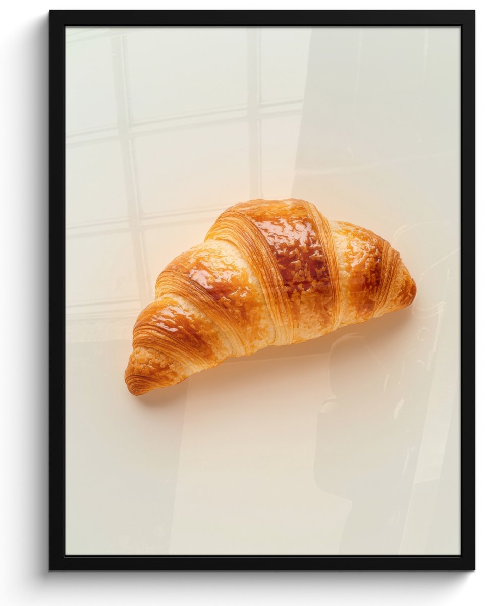 FrameYourWall Fotolijst inclusief poster - Posterlijst 50x70 cm - Posters - Croissant - Brood - Beige - Foto in lijst - Keuken decoratie muur - Wanddecoratie accessoires - Muurdecoratie - Schilderijen