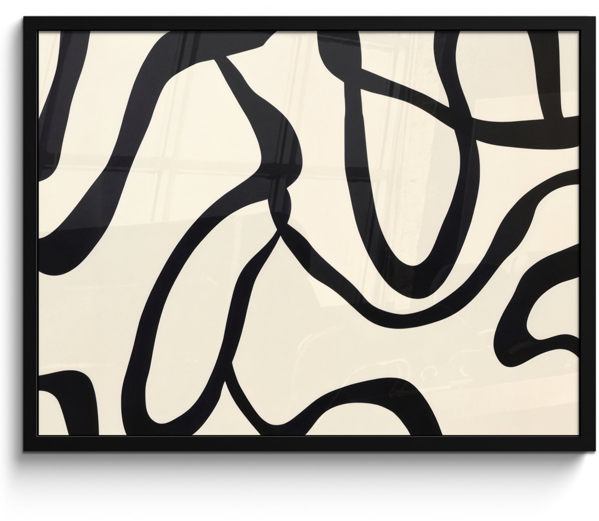 FrameYourWall Poster in lijst - Fotolijst 70x50 cm - Posters - Abstract - Lijnen - Modern - Beige - Posterlijst zwart - Decoratie - Wanddecoratie woonkamer - Muurdecoratie slaapkamer Astract - Lijnen - Modern