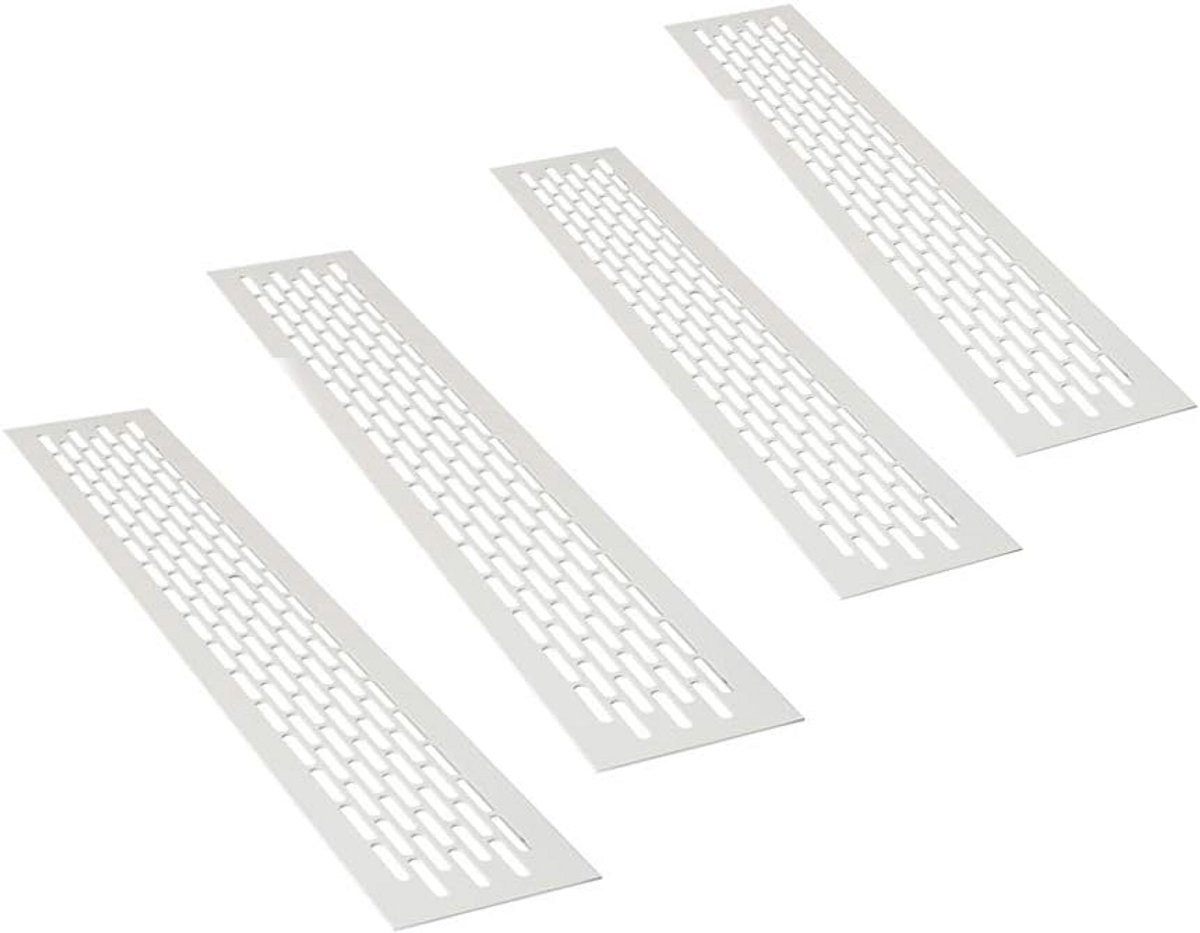 Rooster voor Ventilatie Aluminium Rechthoekig Wit 4 Stuks 44x8 cm Luchtrooster Afvoer