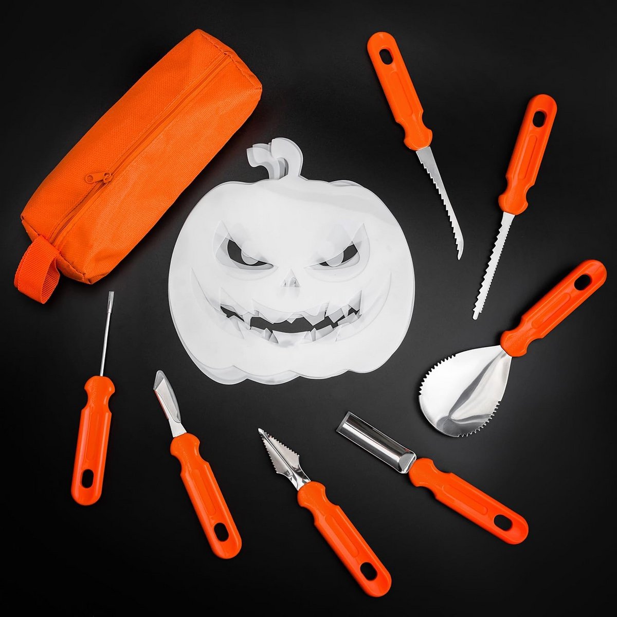 7-delige pompoensnijset met 6 sjablonen voor creatief Halloween plezier