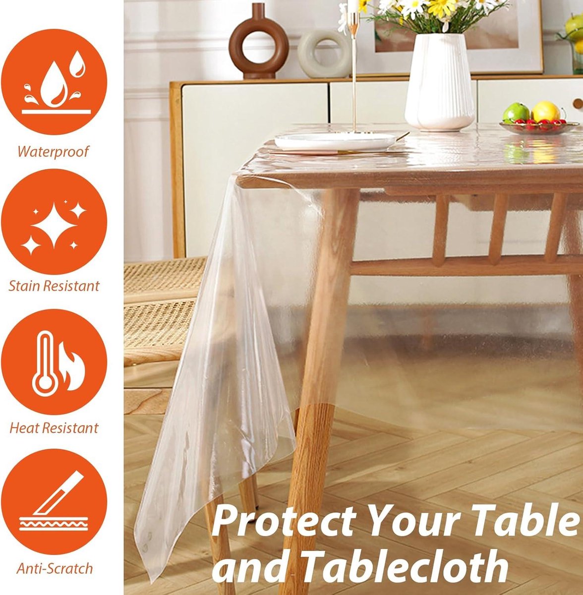 Transparant tafelkleed PVC tafelbescherming afwasbaar 100x140 cm