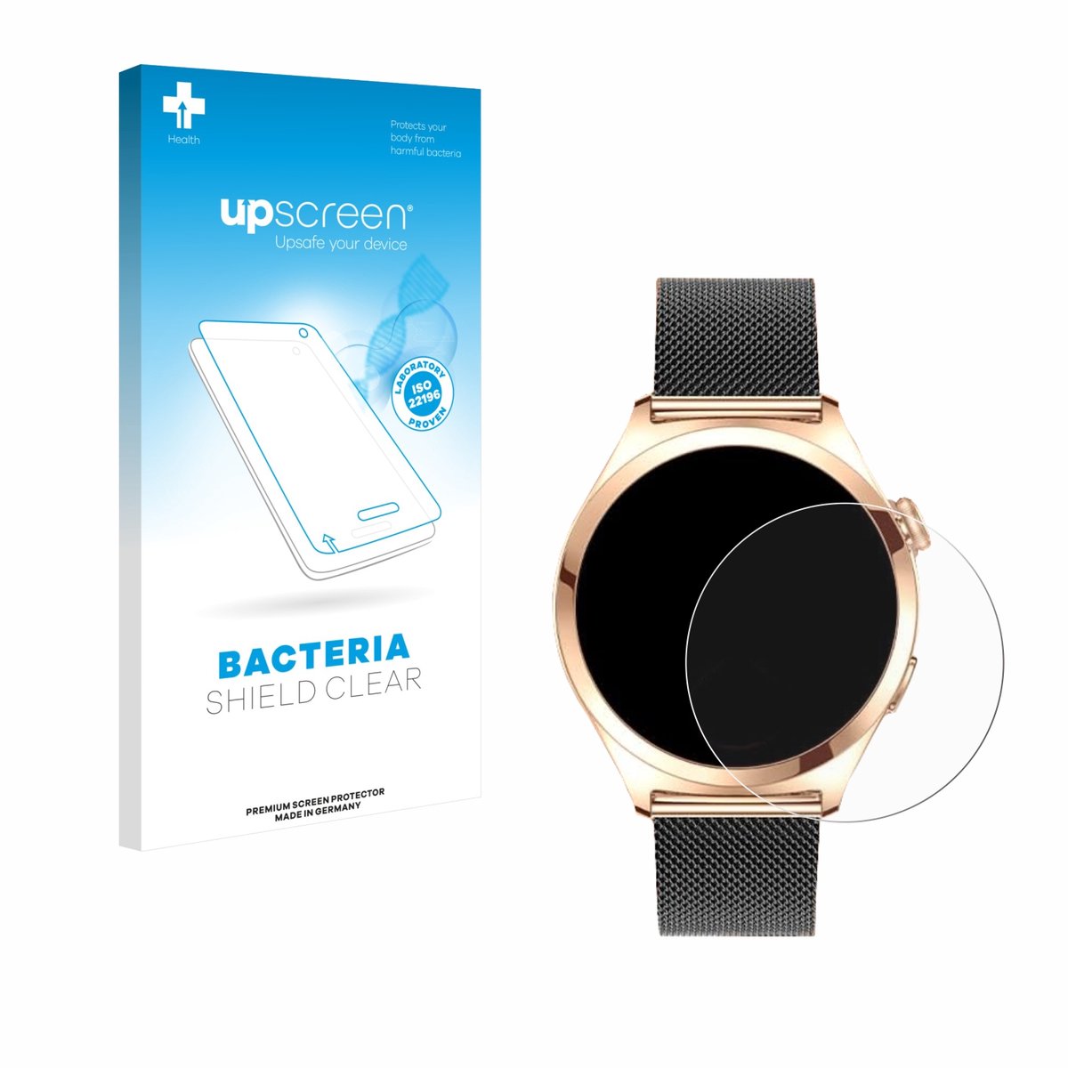 upscreen - Screenprotector voor Niolina Smartwatch 1.27" - Folie Beschermfolie transparant antibacterieel