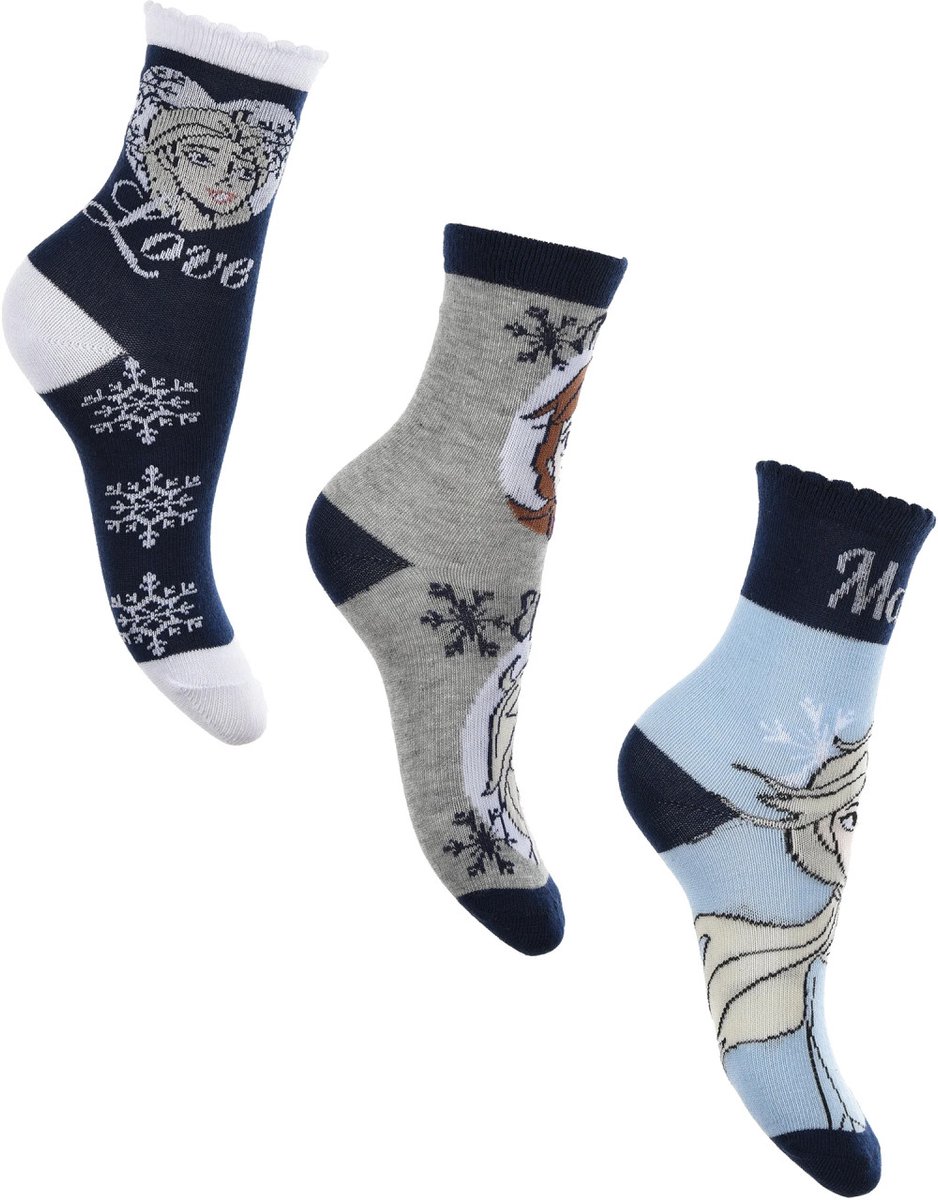 Disney Frozen Sokken - Maat 31-34 - Kindersokken - Sokjes - 3 paar - Voor kinderen - Frozen uitvoering