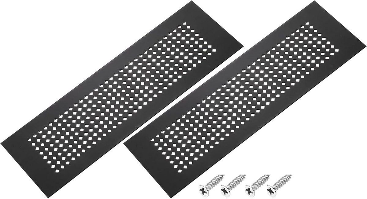 Ventilatierooster Vierkant Zwart - 10 x 3 Inch Aluminium Luchtrooster met Montagechroeven voor Kast en Deur
