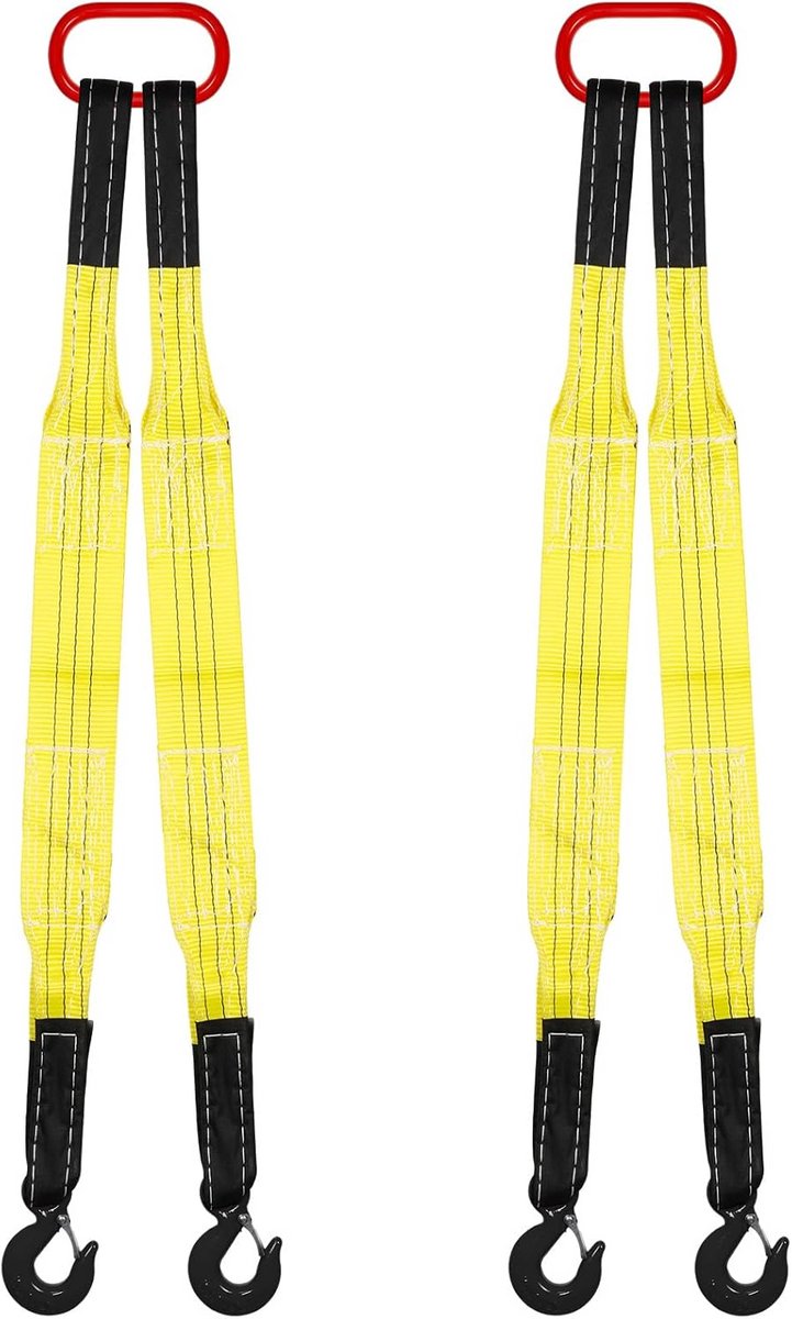 2 Stuks Hijsstroppen met Haken 7000 LBS Capaciteit Polyester Twee Been Hefbanden