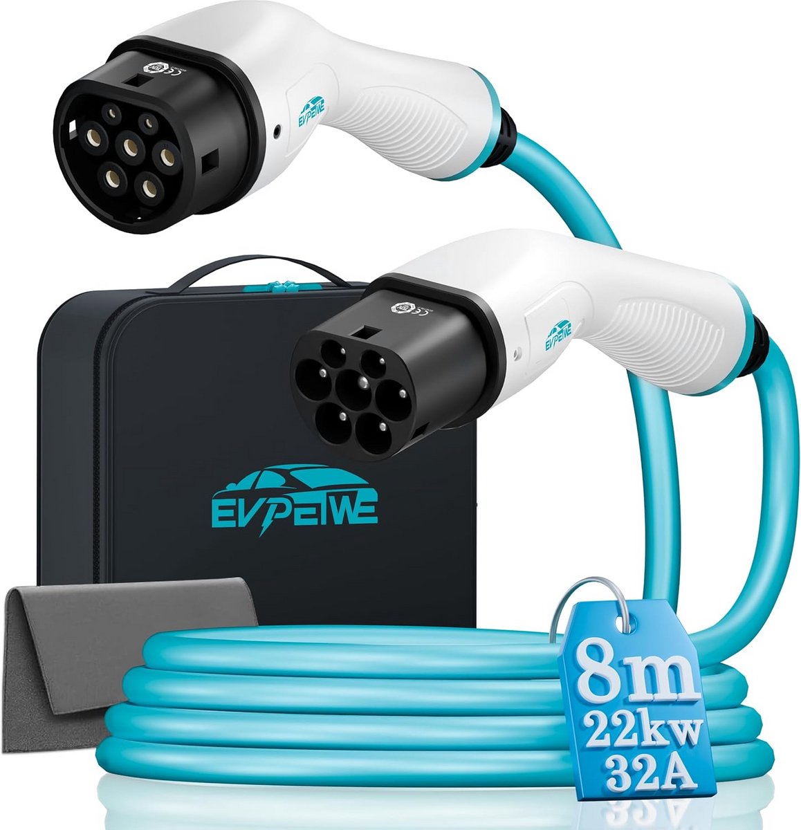 8 Meter Type 2 naar Type 2 Laadkabel Elektrische Auto 22kW 3 Fases IP55