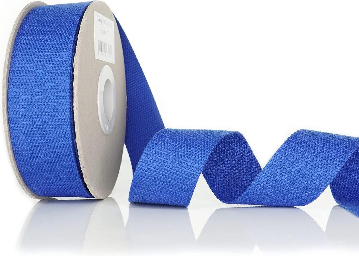 Katoenen Singelband Heavy Duty Blauw 5m x 40mm - Sterk Textiel voor Tassen en DIY