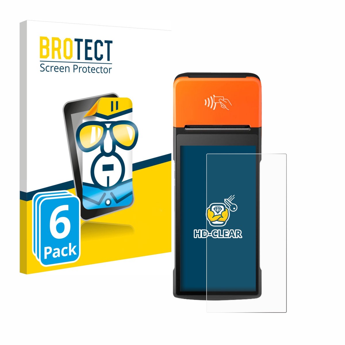 BROTECT - Screenprotector voor Sunmi V2 Pro - Folie Beschermfolie transparant 6 Stuks
