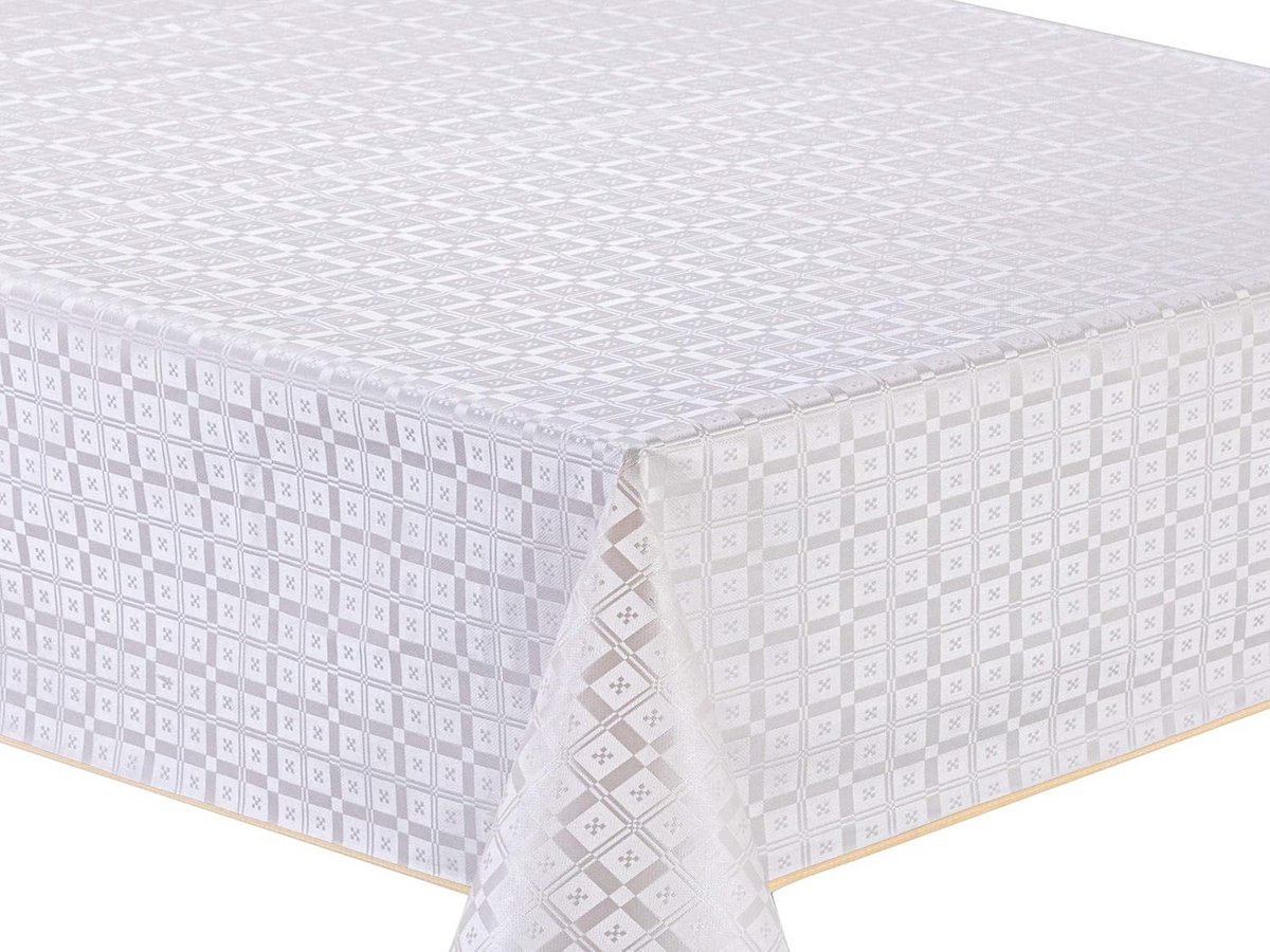 PVC Tafelzeil Rechthoekig 140 x 200 cm met Reliëfdessin Wafelstructuur Wit - Veeg Schoon