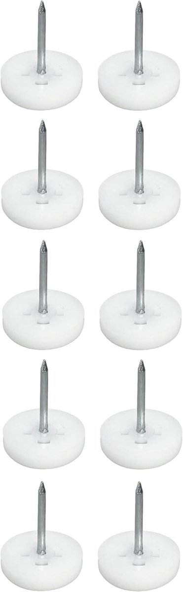 10 x Kunststof en Vilt Meubelglijders met Metalen Spijker - Rond, 10 mm - Bescherming voor Stoelen en Meubels