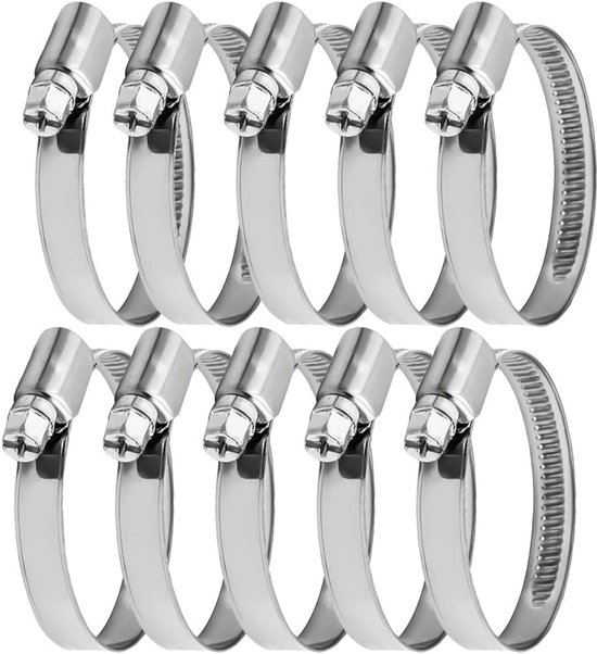 Metalen Slangklemmen - Pijpklemmen Slang - Slangen Bevestigen - Verstelbaar 18-28mm - 10 stuks - Zilver — afbeelding 2