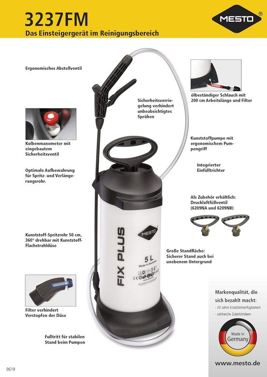 Professionele Kunststof Drukspuit 5 Liter met Vuilfilter en Manometer — afbeelding 3