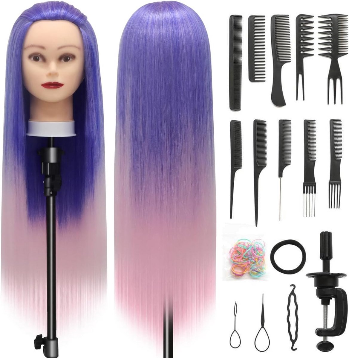 Kappers Trainingshoofd Synthetisch Haar 28 Inch voor Oefenen en Vlechten