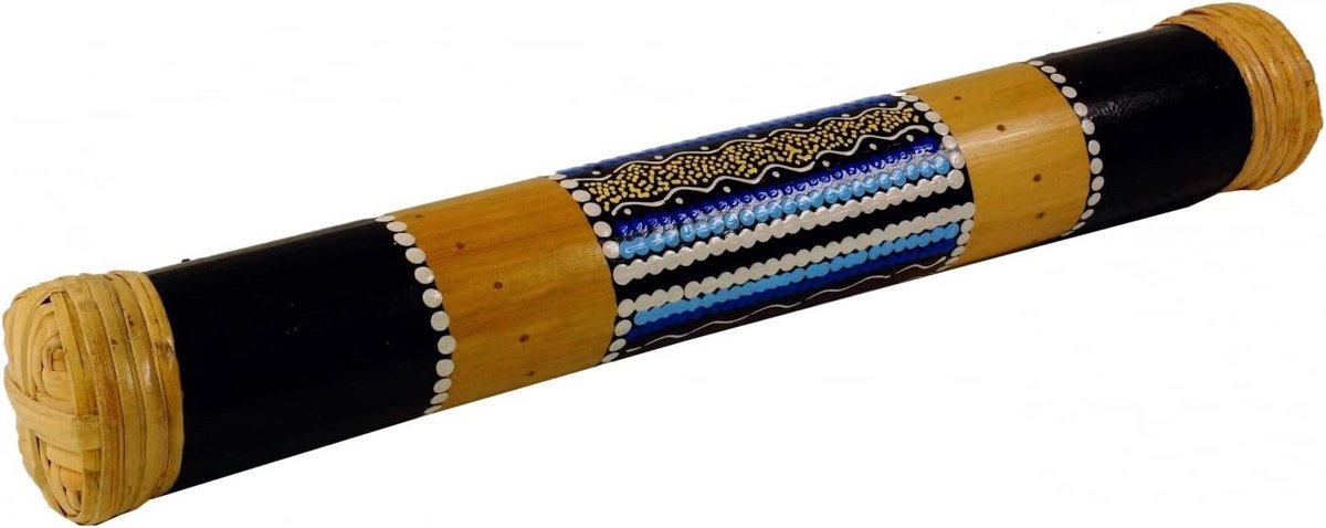 Handgemaakte Regenstok van Bamboe (40 cm) - Spaans Regenmakers Instrument met Authentiek Dotpainting