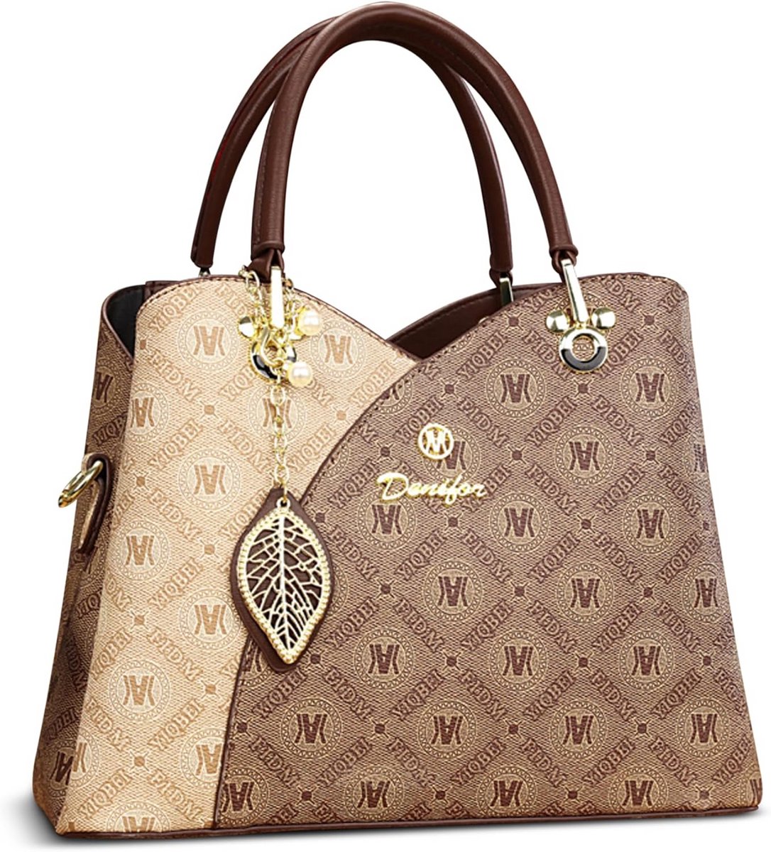 Dames Handtas Schoudertas met Opdruk en Hanger - Werken, Shoppen, Reizen