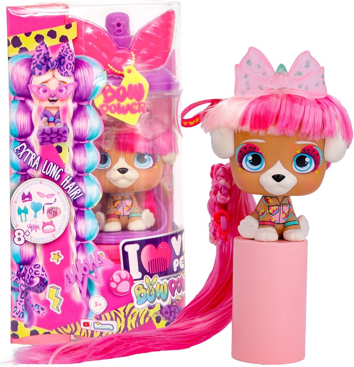 Stijlvolle Hondenpop met Lang Haar en 8 Accessoires voor Uren Speelplezier