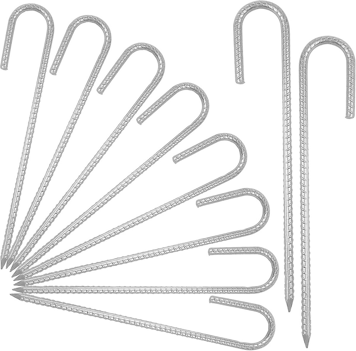 10x Stevige Grondpennen 30cm - Geleed Staal - Haringen voor Trampoline, Tent en Schutting