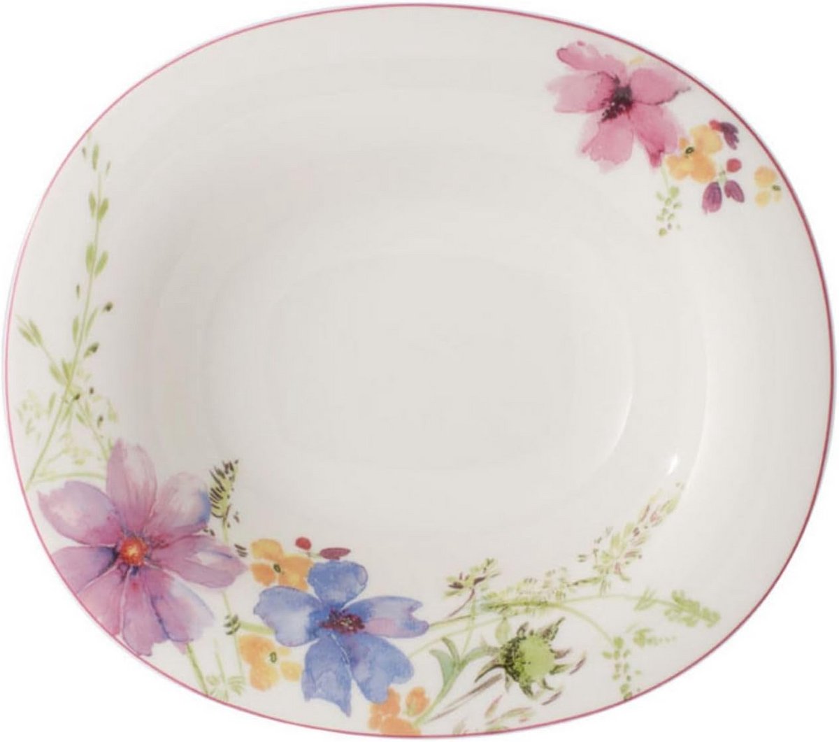 Ovaal Diep Bord met Bloemenprint voor Diner en Ontbijt