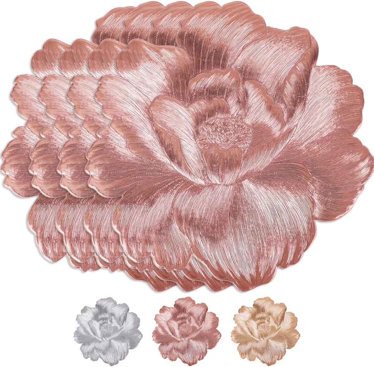 Set van 4 Gouden Ronde Placemats PVC Hittebestendig en Antislip voor Tafel