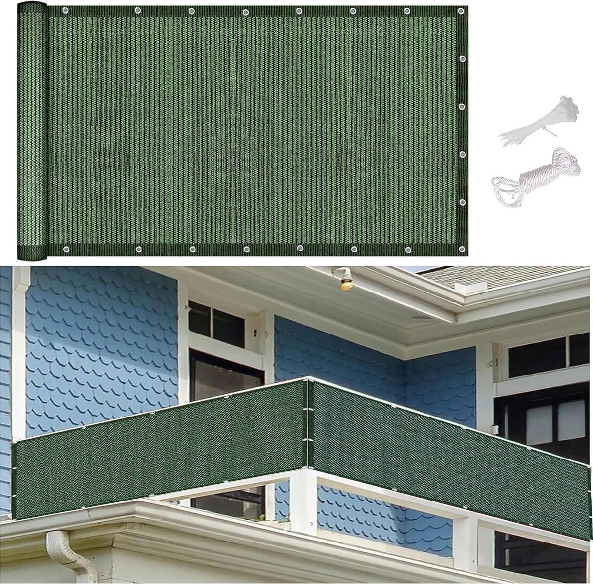 Inkijkbescherming Balkon - Privacy Scherm - Balkon Afschermen - Weerbestendig Onderhoudsvriendelijk - 100 x 600 cm - Donkergroen