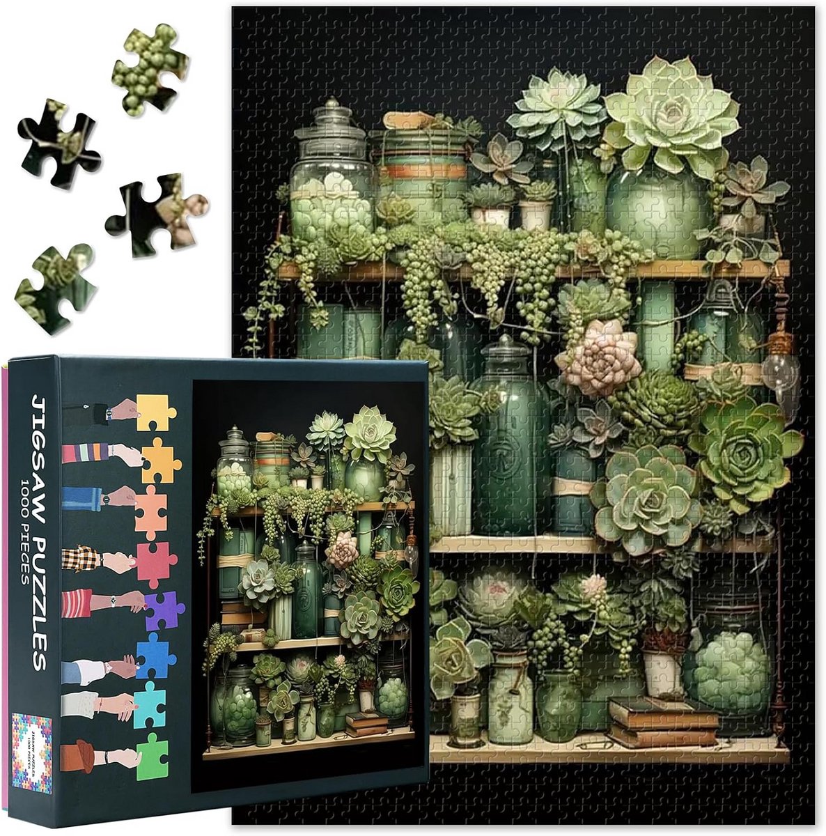 Uitdagende Puzzel van 1000 Stukjes met Groene Planten en Bloemen voor Volwassenen
