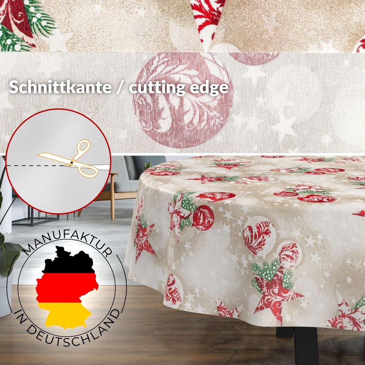 Waterafstotend Stoffen Tafelkleed Ovaal Kerstrood Katoen Polyester