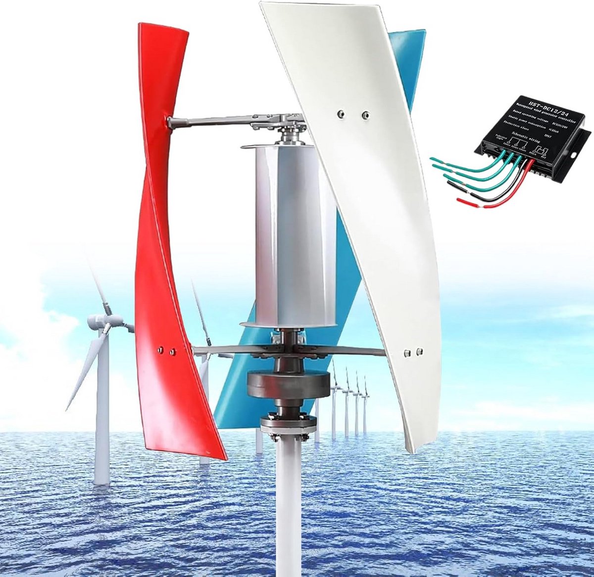 14000W Verticale Windturbine Generator Set 12V/24V/48V/220V Laag Geluidsniveau Compleet