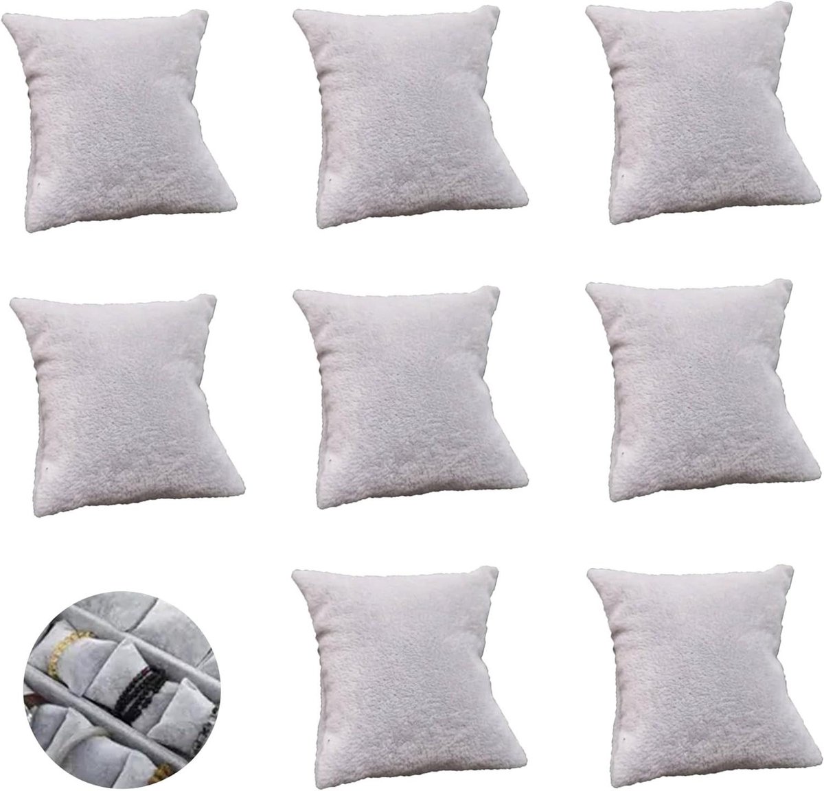 8 stuks horlogekussens voor polshorloges en sieraden - klein formaat - 7 x 8 cm - display voor horloges, armbanden, en meer