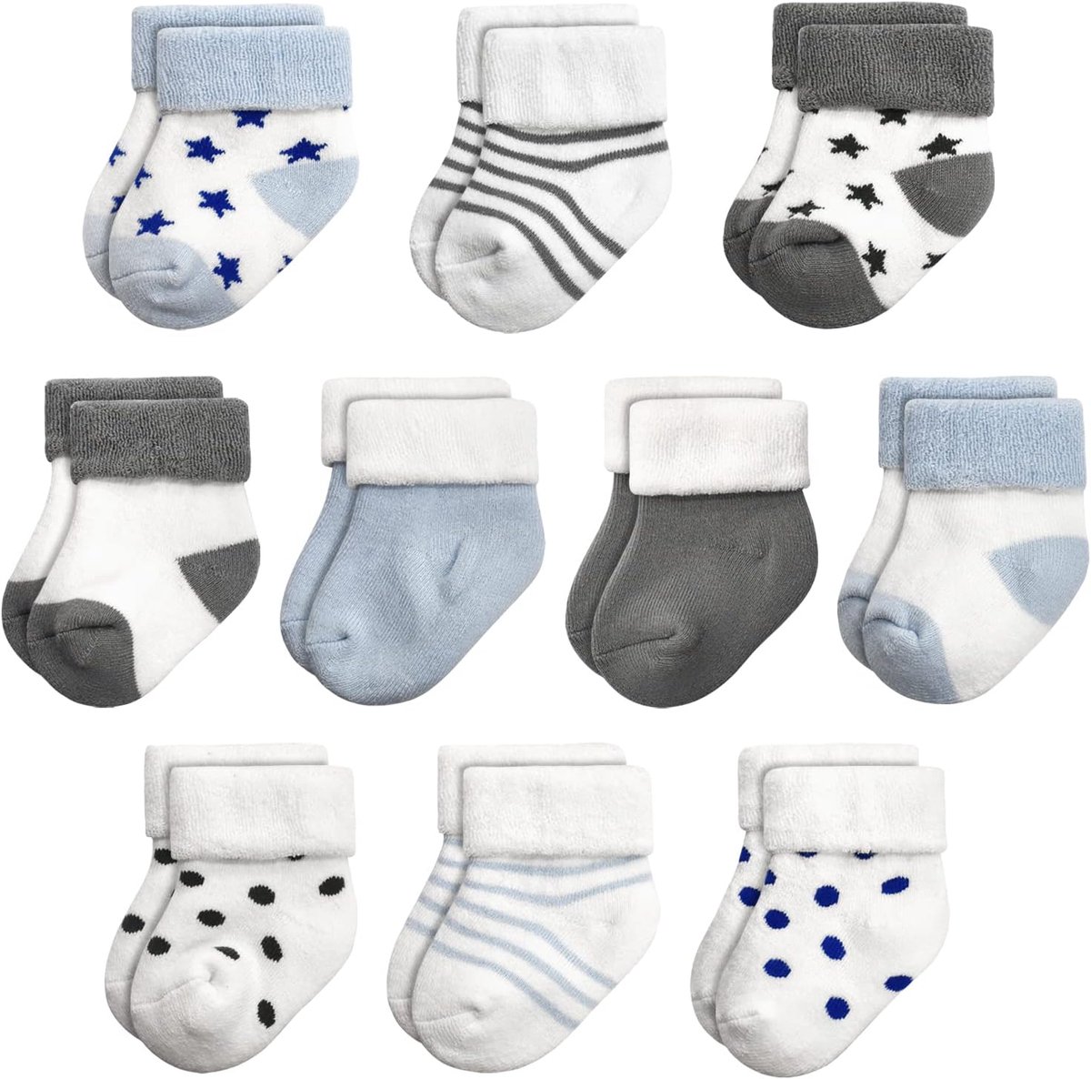 Warme Katoenen Babysokken voor Jongens en Meisjes, 10 Paar, Diverse Maten