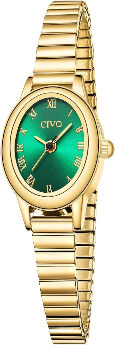 Dames Horloge - Klassiek Analoog - Dagelijks Gebruik - Verstelbare Band - Ovale Kast 19.5x24.5mm - Goudkleurig