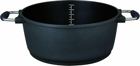 Kookpan - Sauspan Stoofpan - Eten Bereiden - Zware Gegoten Aluminium - 28cm 6.7 Liter - Zwart