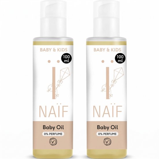 Naïf - Baby Olie - Baby & Kids - Natuurlijke Ingrediënten - Gevoelige Huid - Trekt Snel In - Vegan - 2x100ml