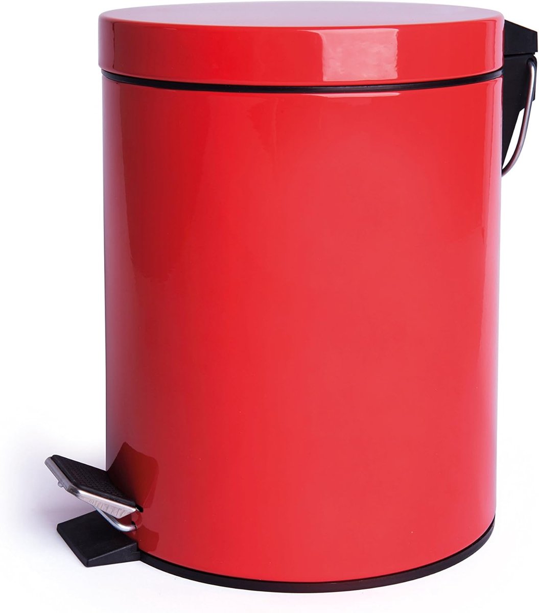 Ronde afvalemmer 5 liter rood met binnenmand