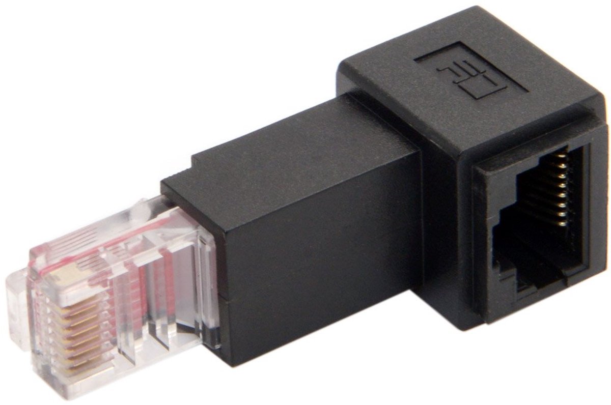 Cat6 Cat5e Mannelijke naar Vrouwelijke LAN Ethernet Adapter 90 Graden