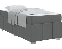 vidaXL - Bedframe - met - matras - Donkergrijs - 90 - x - 200 - cm - Stof