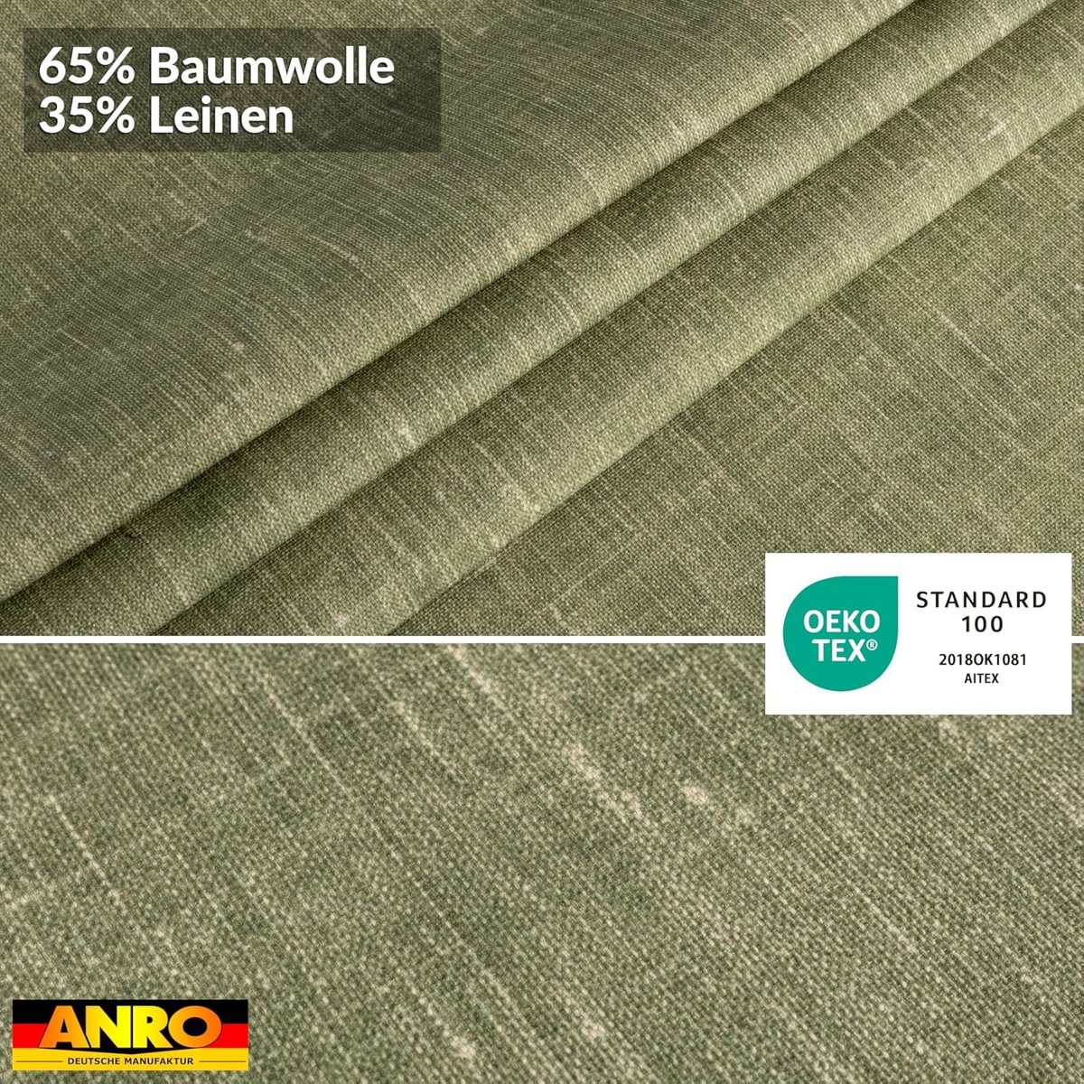 Wasbaar Tafelkleed Rond Olive Katoen Linnen Look Waterafstotend 140 cm - Snel Schoon